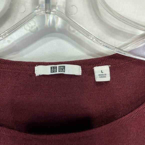 Uniqlo Wool Blend Women Knit Top Large Red Burgundy - Picture 14 of 16